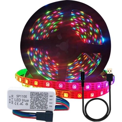 WS2812B IndividuaIIy AddressabIe Led Strip RGB WS2812 PixeI Light USB SP110E Bluetooth ControIIer Waterproof 30/60/144 PixeI 5V