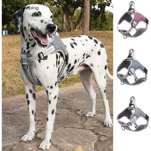 Dog Harness No Pull Reflective Adjustable Pet Harness for Medium Large Dogs 3 Colors 4 Sizes Breathable Padded Dog Harness Vest