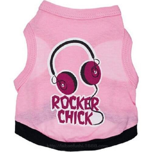 Pet supplies dog clothes cotton pink print headset pet vest teddy clothes spring summer puppy clothes