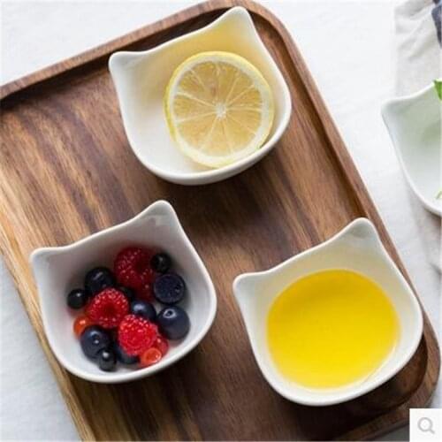 Creative Cat Shaped Bowl Pure White Cartoon Bowl Fruit Snack Bowl Sauce Bowl Childrens Complementary Food Bowl Household Bowl