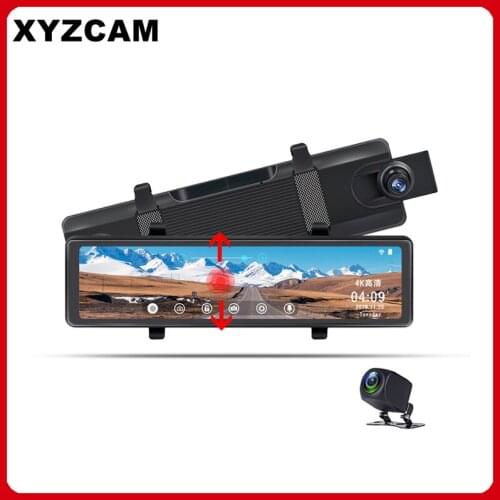 XYZCAM 12inch dual cams 4K smart mirror car DVR with GPS WIFI radar detection streaming car video recorder