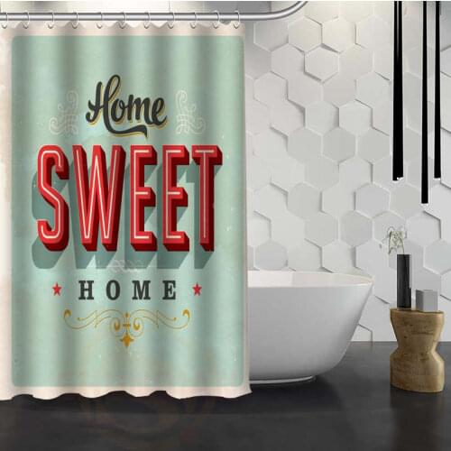 Custom Sweet Home Shower Curtain With Hooks Polyester Fabric Printing Shower Curtain for Bathroom Waterproof