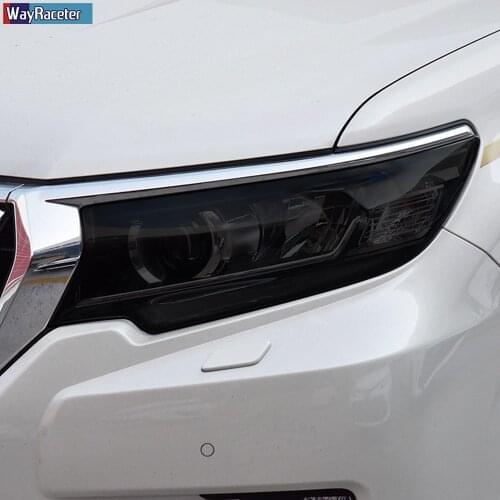 2 Pcs Car Headlight Protective Film Headlamp Transparent Black TPU Sticker For Toyota Land Cruiser Prado 2017-Present Accessorie
