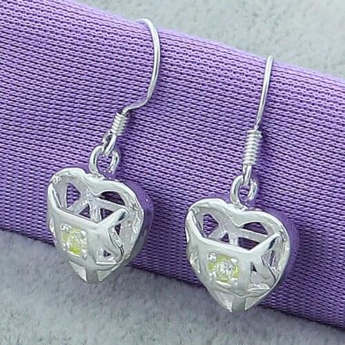 2019 New Simple Fashion 925 Sterling Silver Earring Charm Heart Drop Earring Women Jewelry bijoux
