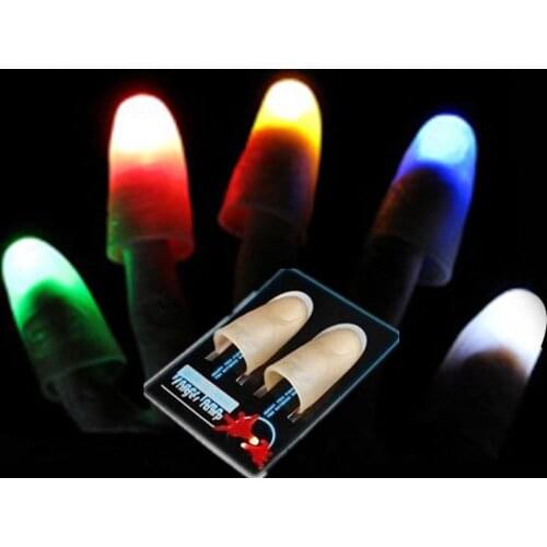 1 Pair Creative Magic Thumb Tip LED Light Magic Trick Finger Lights for Dance Party Props - Blue/Green/Red Light