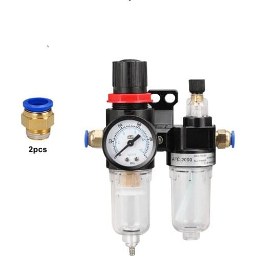 1pcs AFC-2000 Pneumatic Filter Regulator Air Treatment Unit With Pressure Gauge + 2pcs Quick Connectors
