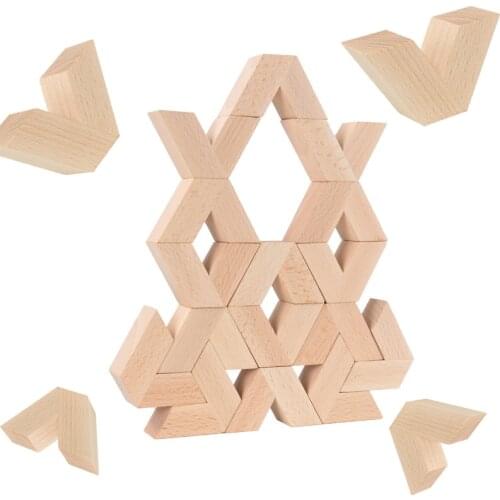 16pcs V Shape Natural Large Wooden 3D Building Blocks Toys Baby Unpaint Wooden Montessori Educational Stacking Blocks Toy Child