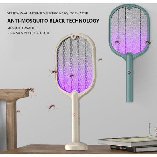 2 in 1 Electric Insect Racket Swatter USB Rechargeable Led Light Portable Mosquito Killer Fly Bug Zapper Trap for Home New