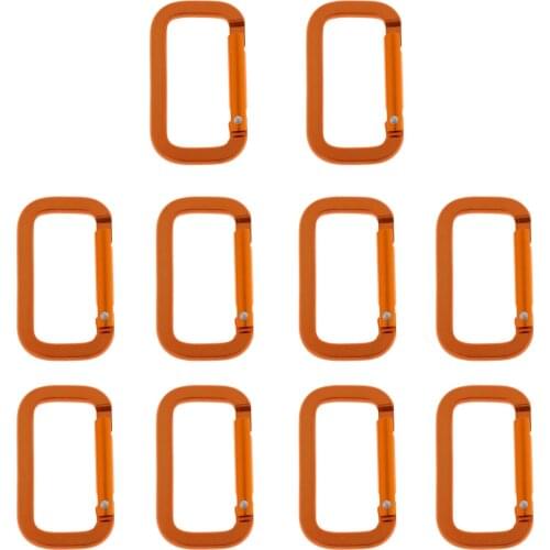 20KG 10 Pcs Rock Climbing Rectangle Spring Snap Carabiner Camping Backpack Hook Safety Survival Equip Gear Climbing Accessories