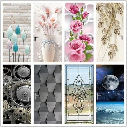 3D View Sticker On the Door Home Decor Renovation Art Door Poster Peel And Stick Wall Papers For Living Room Bathroom Waterproof