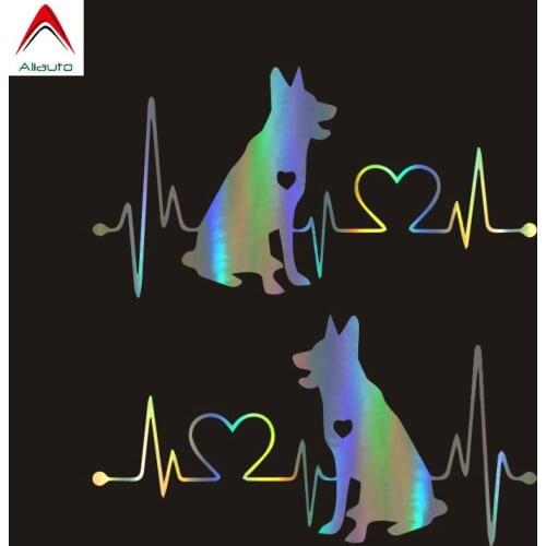 Aliauto Personality Creative Car Sticker German Shepherd Pet Auto Motorcycles 3D Reflective Sunscreen Decal Decoration,18cm*9cm