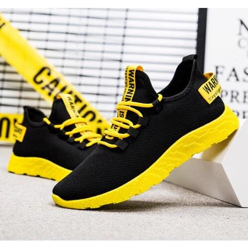 Big Size Summer Breathable Shoes Mens Sports Sneakers Boy Sport Shoes Male Running Shoes for Men Black Yellow Deporte GME-1233