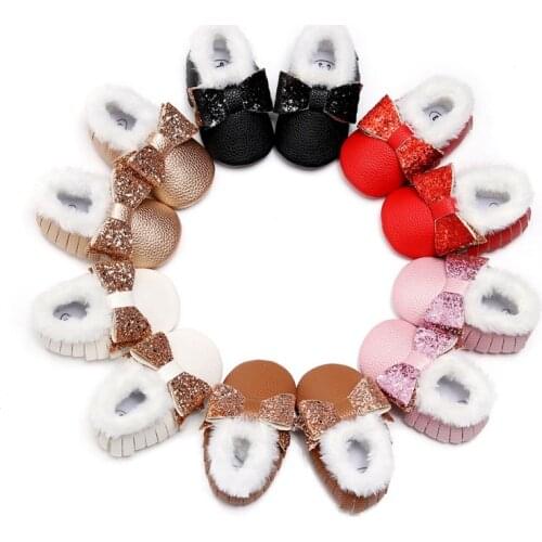 Newborn Baby Shoes Girl Boy Soft Butterfly-knot Leather Shoes Skid-Proof Soft Soled Shoes First Walkers Shoe Fit 0-24M