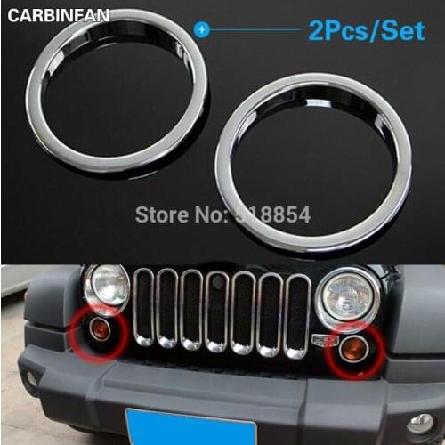 Front fog light cover trim Guard fog lamp case 2Pcs/Set For Jeep Wrangler JK CJ 2007 08 09 10 11 12 13 14 2015