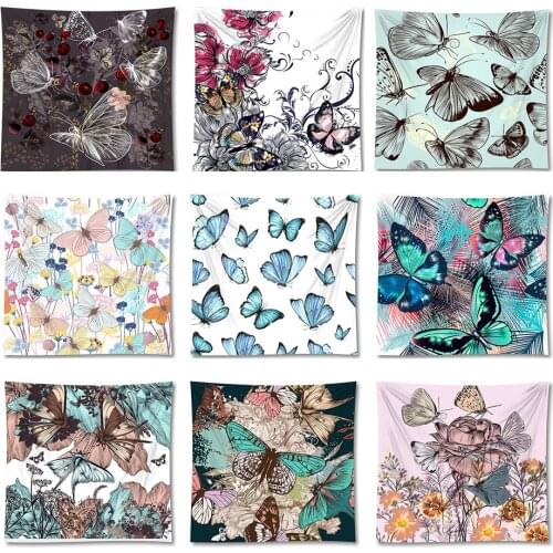 Flower Butterfly Tapestry Hippie Yoga Mat Wall Hanging Bohemian Bedspread Dorm Decor Tapestries