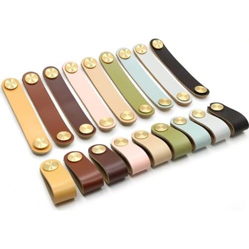 Nordic Childrens Furniture Drawer Leather Handle Brass Wardrobe Cupboard Cabinet Handle Wardrobe Door Drawer Pulls Knobs B029