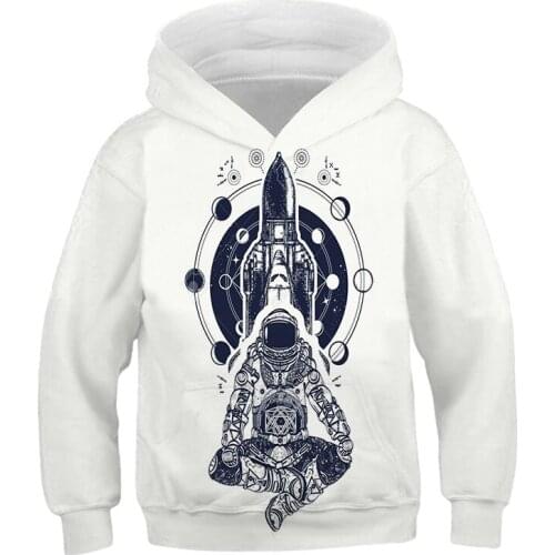Astronaut Hoodie Kids 3D Print Long Sleeve Hoodie Cartoon Space Moon Boy Girls Casual Autumn Personality Hoodie Outerwear