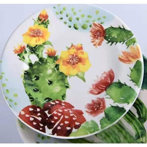 Ceramic Country Style Dishes Decoration Assiette Kitchen Creative Dessert Plate Cake Bandeja Посуда Для Кухни Фарфор Тарелки