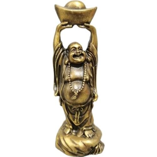 Chinese old copper statue of Pure copper Copper Lucky fortune into Maitreya Buddha Worship god
