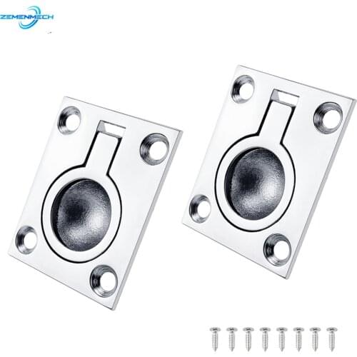 2PC 316 Stainless Steel Boat Deck Hatch Latch Cabinet Flush Mount Ring Pull Lift Handle Marine Hardware Boat Accessories 48*38mm