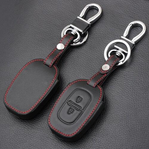 For Renault kwid Symbol Trafic for Dacia Sandero Logan Duster 2016 2017 2018 2 Button Leather Car Remote Key Fob Cover Case