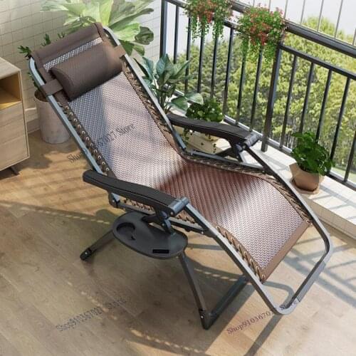 Rattan Folding Reclining Chair Lunch Chair Armchair Rattan Chair Household Nap Chair Balcony Leisure Summer Cool Chair Bed Dual