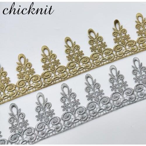 CHICKNIT wide 90mm gold silver embroidery crown head flower gear lace trimmings for sewing fabric accessories JB46