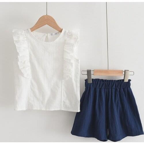 Menoea Baby Girls Clothes Sets 2021 New Summer Simplicity Kid Flying Sleeve Casual Ruffles Shorts Outfits 2Pcs Chidlren Clothing