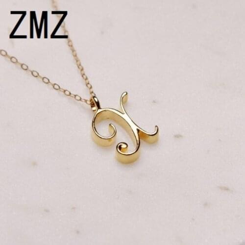 ZMZ 50pcs/lot 2019 Europe/US fashion English letter pendant lovely letter X text necklace gift for mom/girlfriend party jewelry