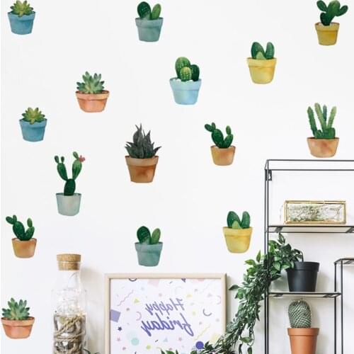 DIY Cactus Potted Wall Wall Stickers For Bedroom Living Room Wall PVC Wall Decals Office Decor Art Murals Home Decoration