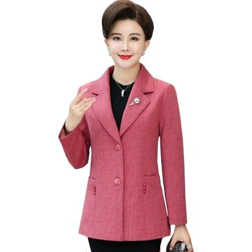 2020 New Fashion Spring Mother Coat Elegant Slim Middle-aged Women Suit Outerwear Plus size Casual Female Jacket Single-breasted