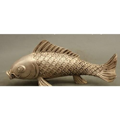 Wholesale factory Folk Chinese Silver Animate Wealth Fish Statue China Bronze Copper Sculpture