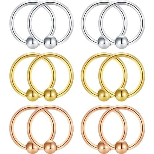 22G 12-16PCS Attached Captive Bead Nose Hoop Rings Eyebrow Cartilage Helix Hook Earring Septum Ring Piercing for Women Men
