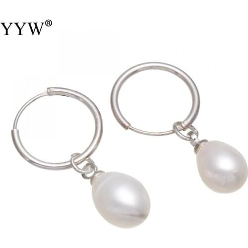 Earring holiday party elegant wedding banquet female gifts jewellery freshwater pearl hoop earring natural for woman white