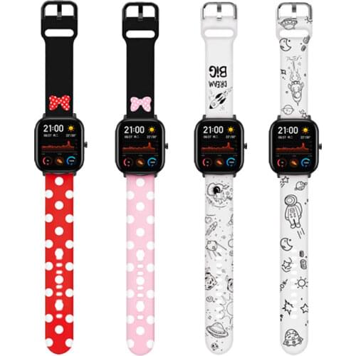 20mm 22mm Printing Silicone Band For Amazfit Gts2 Strap 2e Mini/Gtr 42mm/47mm Smartwatch Replacement Bracelet Amazfit Bip Strap