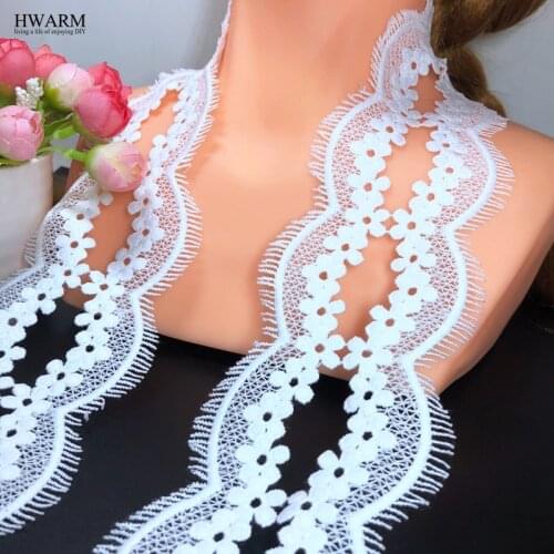 10yard 8cm Symmetrical curved eyelash plum white african lace fabric ribbon trim wedding decoration hat pillow skirt accessories