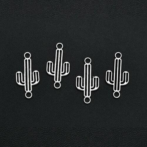 20PCS/Lots 26x13mm Antique Silver Plated Cactus Connector Desert Plants Charm For Handmade Making DIY Tibetan Findings Jewelry
