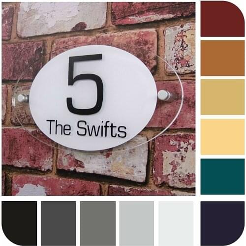Details about 25x14cm Modern oval House Number Plaque Door Sign Address Plaque Buisness property