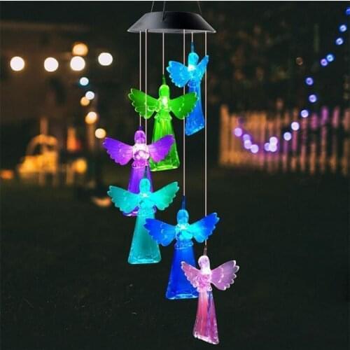 1Pcs Solar Power Wind Chime Cute Hummingbird Butterfly Waterproof Outdoor Windchime Light for Home Yard Garde
