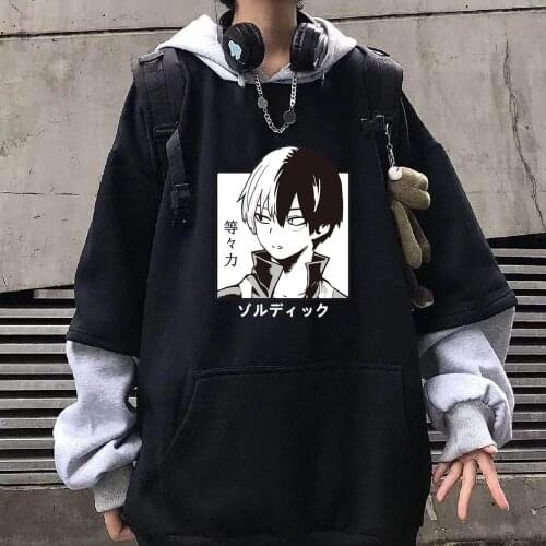 2021 Anime My Hero Academia Printed Hoodie Unisex Funny Shoto Todoroki Long Sleeve Oversize Hip Hop Sweatshirt