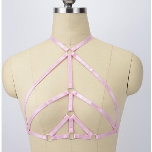 Body harness Crop Top Harness Bra+Garter Belt set Bondage Body Harness Fetish Wear Gothic Body Cage Gothic Rave Leg garter belt