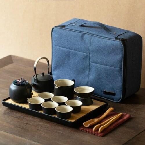 Japanese Simple Teaware Sets Creative Handmade Ceramics Portable Travel Afternoon Teaware Sets Juego De Te Home Kitchen DB60CJ