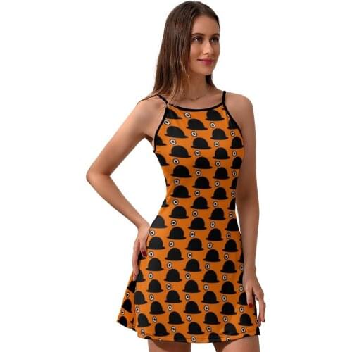 Clockwork Orange Dress Suspender New Autumn Dresses Girl Printed Polyester Fancy One-Piece Dress