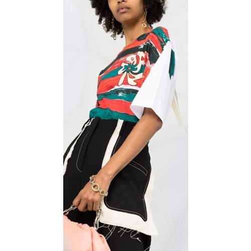 Women T-shirt 2021 Spring and Summer New Ladies Stitching Casual Style Round Neck Top T-shirt