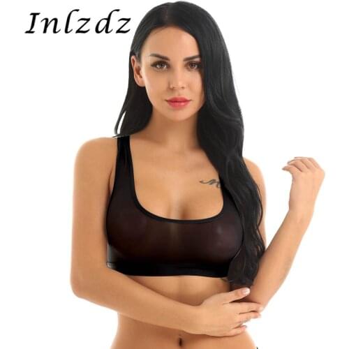 Womens Pole Dance Rave Crop Top Ultra Thin Sheer Scoop Neck Racerback Slim Fit Crop Top Shirts Sleeveless Tank Top Rave Clothes