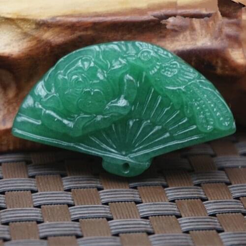 Womens Pendant Necklace dong ling Jade Handmade Carved bat fan Jewelry Fashion Chain Gifts Donna