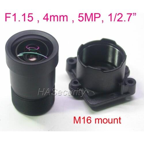 Star Light F1.15 aparture 4mm Lens 5MP 1/2.7" format for image sensor IMX327,IMX307,IMX290,IMX291 camera PCB board module