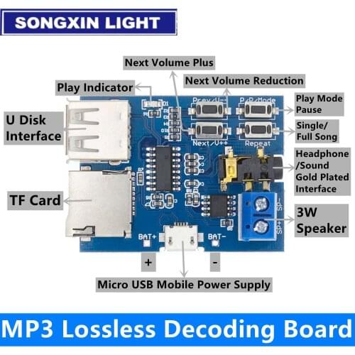 1pcs TF card U disk MP3 Format decoder board module amplifier decoding audio Player