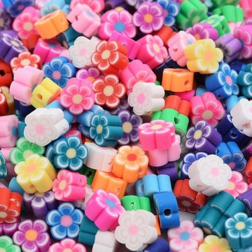 30/50/100pcs10mm Smiley Beads Sunflower Clay Spacer Beads Polymer Clay Beads For Jewelry Making DIY Handmade Accessories