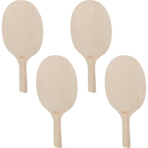 4Pcs Funny Wooden Badminton Paddles Beach Ball Game Paddles Light Brown